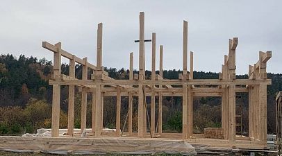 Сборка силового каркаса фахверка 9,8×8м на ГК Евразия